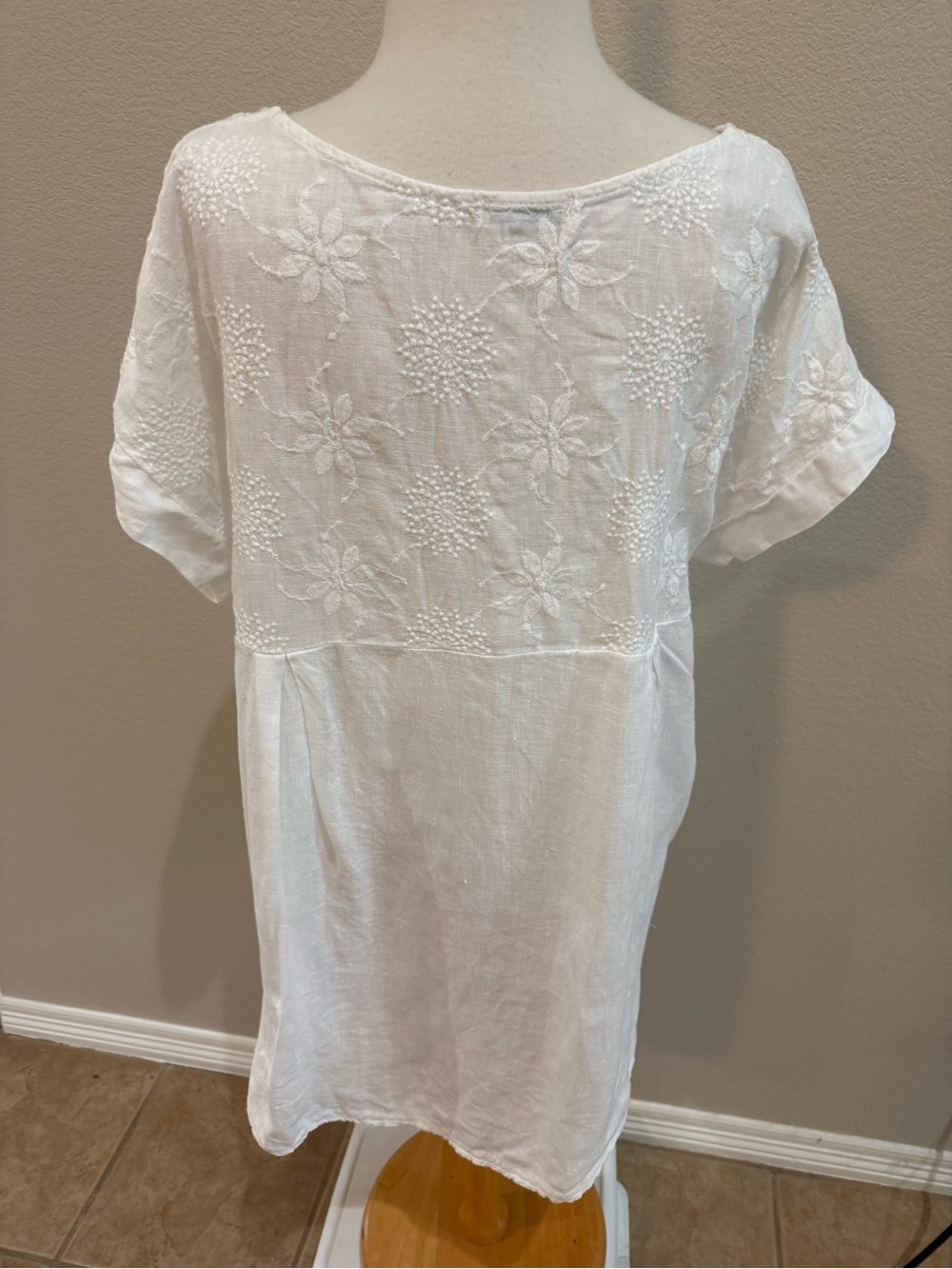 Terzo Millennio Top Large 100% Linen HiLow Made in Italy Lagenlook Bright White - Picture 5 of 7